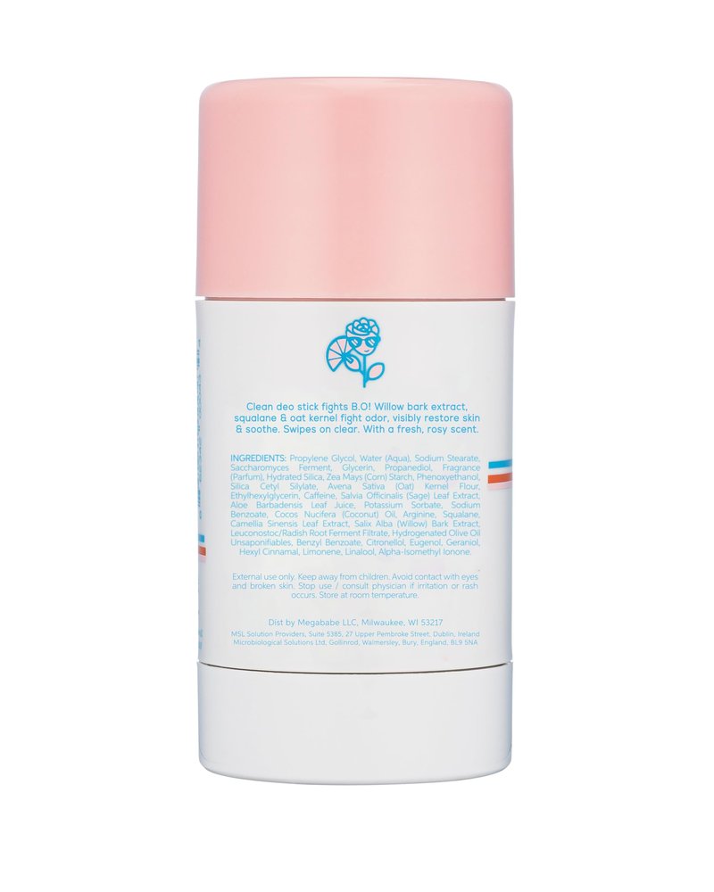 Megababe Daily Deodorant Rosy Pits | Summer and Hot Weather Essential | Aluminum-Free, Clear & Clean | 2.6 oz (Pack of 1)