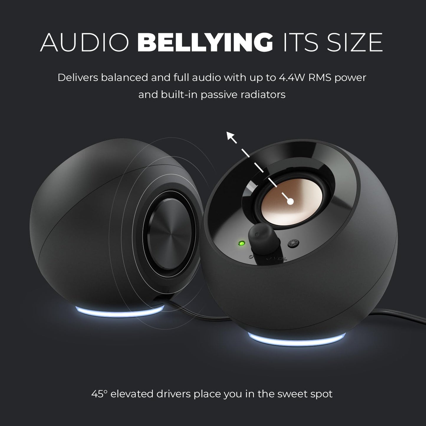Creative Labs Pebble SE Minimalist 2.0 Channel Computer Speakers - White
