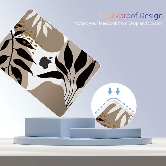 Teryeefi for MacBook Air 13.6 inch Case M5 M4 M2 M3 (2022-2026 Release) A2681 A3113 A3240 A3449, Plastic Hard Shell with Screen Protector & Keyboard Cover & USB 3.0 Adapter, Abstract Tropical Leaves