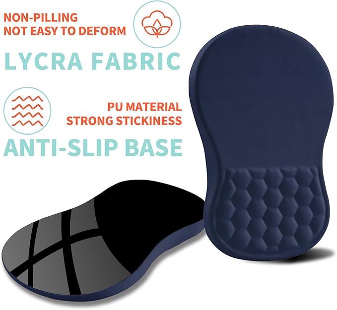 Kuosgm Ergonomic Mouse Pad Wrist Support with Memory Foam Massage Bulge, Carpal Tunnel Pain Relief Mousepad Wrist Rest for Mouse(12x8 inch, Dark Blue)