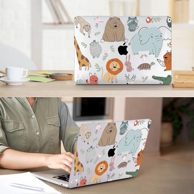HOHAIYOO Compatible with 2026 2025-2022 MacBook Air 13 inch Case M5 A3449 M4 A3240 M3 A3113 M2 A2681, Hard Shell&Keyboard Cover&Screen Film&Webcam Cover for New M5 MacBook Air 13.6 inch, Cute Animal