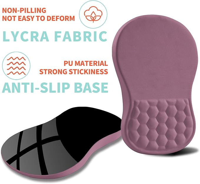 Kuosgm Ergonomic Mouse Pad Wrist Support with Memory Foam Massage Bulge, Carpal Tunnel Pain Relief Mousepad Wrist Rest for Mouse(12x8 inch, Dark Pink)