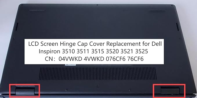 Zahara Laptop Black L&R Left & Right LCD Screen Hinge Cap Cover Replacement for Dell Inspiron 3510 3511 3515 3520 3525 04VWKD 4VWKD 076CF6 76CF6 (LCD Hinge Cover Black) Laptop Shaft Cover