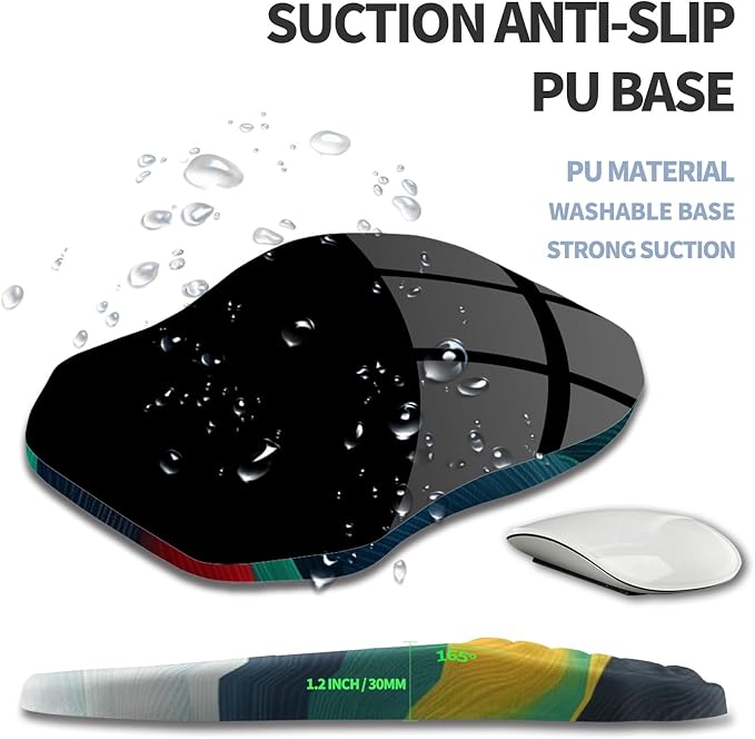 Gleamtide Ergonomic Raised Mouse Pad Wrist Support with Bilateral Slope Memory Foam Mousepad for Wrist Rest and Carpal Tunnel Pain Relief 11.8x7.9〃Colorful Lines