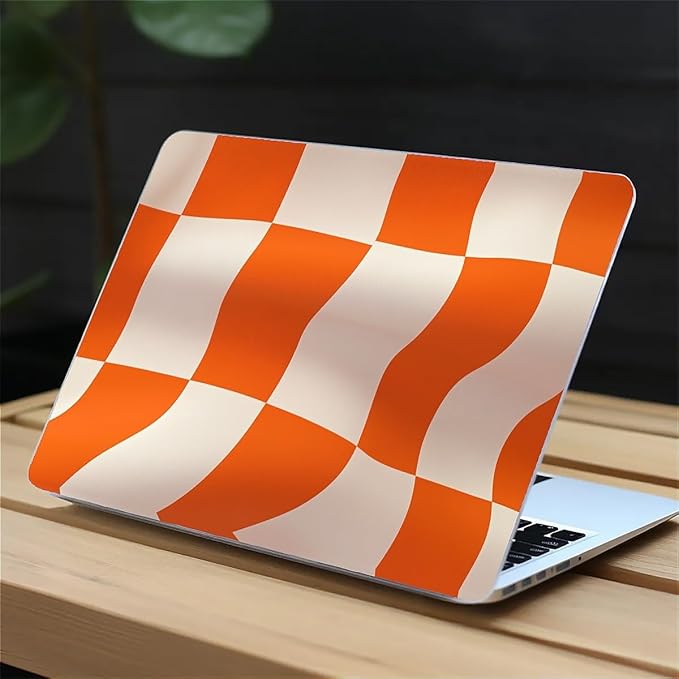 COTAIL Compatible with MacBook Air 13.3 13.6 Inch Case 2022 2021 2020 2019 Plastic Hard Shell Case Cover,13.6 Air (A2681) M2 2022, Orange and White Checkered Flag