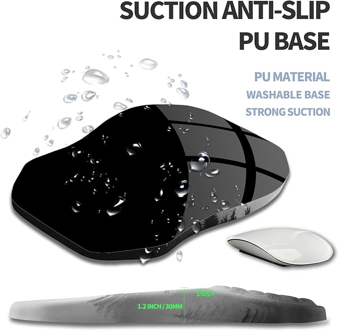 Gleamtide Ergonomic Raised Mouse Pad Wrist Support with Bilateral Slope Memory Foam Mousepad for Wrist Rest and Carpal Tunnel Pain Relief 11.8x7.9〃Forest