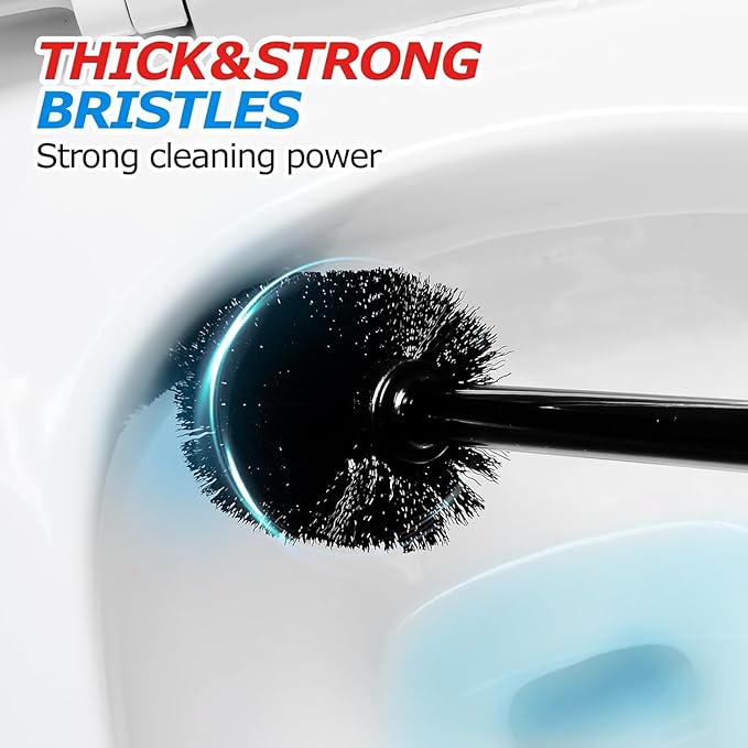 3Pack 2 in 1 Toilet Brush and Plunger Set, Extended Handle Plunger,Toilet Bowl Brush Plunger Set,Bathroom Cleaning Tools,Toilet Brush Plunger Combo,Cleaning Supplies,Black