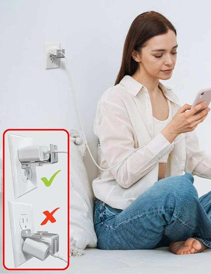 ILIVABLE Outlet Lock, Adjustable Metal Security Device, Prevents Power Plug Unplugging, Silver, 1-Pack