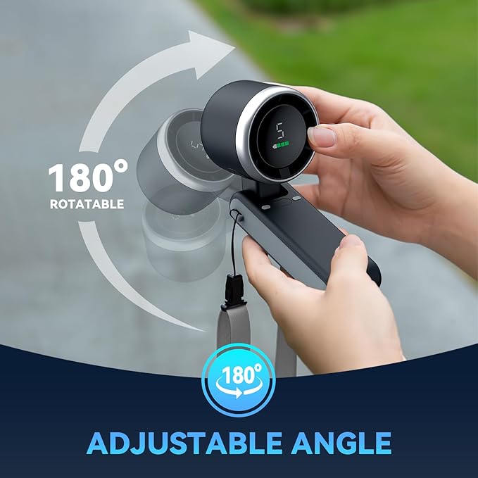 PlayHot Portable Handheld Turbo Fan, 5 Gear Wind, USB-C Rechargeable Fan, Up to 12 Working Hours, 3 IN 1 Hand Fans with Air Turbo Tech Cooling Fan for Outdoor Activities, Travel, Beach (Black)