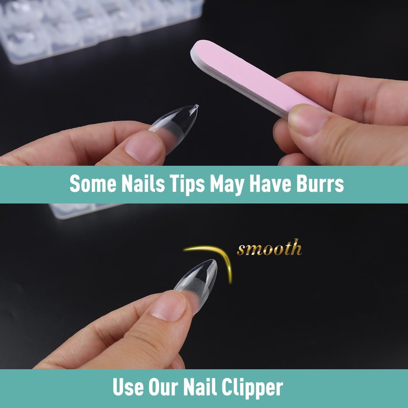 Soft Gel False Nail Tips 3 Styles Kit - Medium Almond, Square and Ballerina, 360PCS Pre-shaped Half Matte Full Cover Acrylic Nail Tips, Nail Extension DIY Manicure Salon Home, 12 Sizes,BlueZOO
