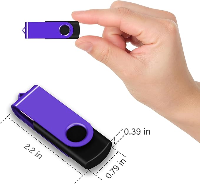 EASTBULL USB Flash Drive Bulk 1GB 20 Pack with Lanyards USB 2.0 Thumb Drive Bulk Memory Stick Swivel Pen Drive for Storage and Backup 1GB 20 Pack, Purple