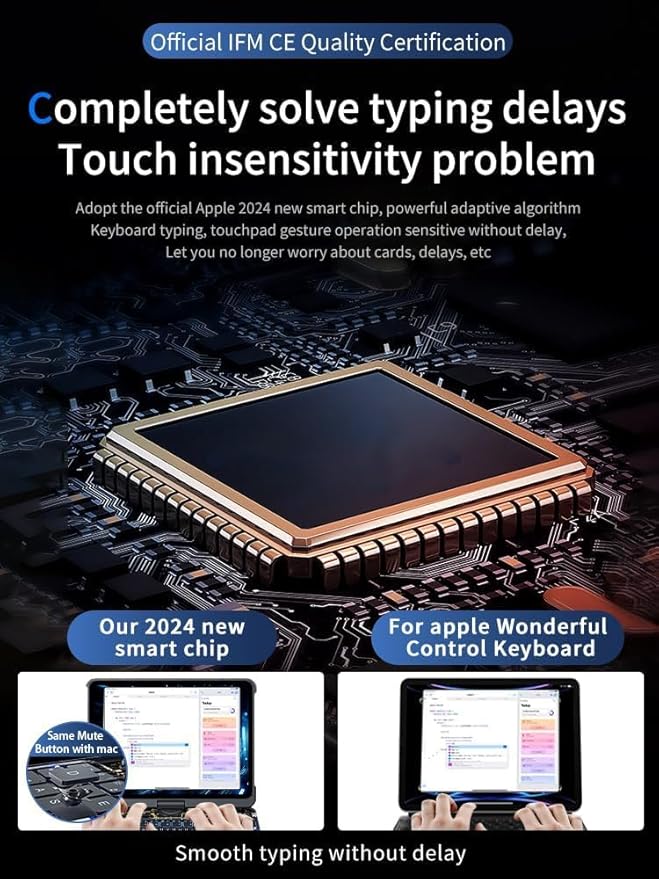 KARTICE Transparent Case with Wireless Keyboard for iPad Pro 13 inch (M4,2024), 7 Colors Backlight, Multi-Touch Trackpad, 360° Rotating Stand Case with Pencil Holder for iPad Pro 13