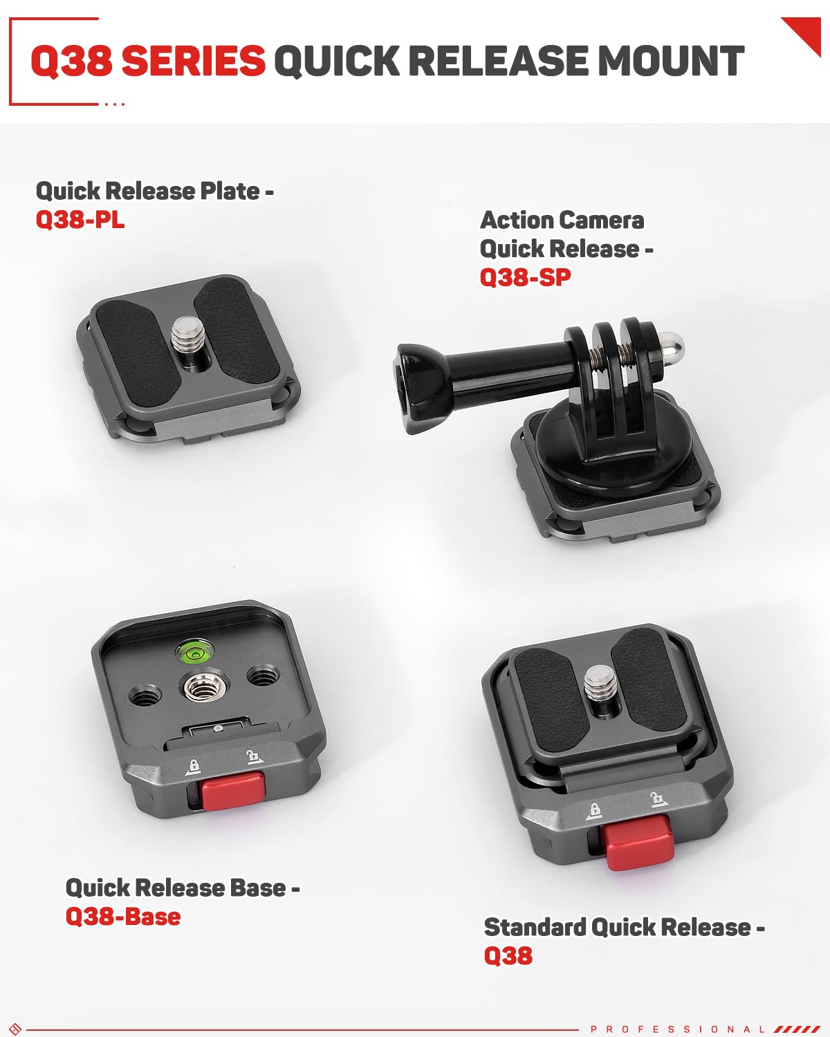 IFOOTAGE Q38 Quick Release Plate, Camera Quick Release Tripod Mount Adapter with 1/4" Screw, QR Adapter for Sony Canon DSLR, Tripods, Monopods, Sliders, Stablizers, Monitors