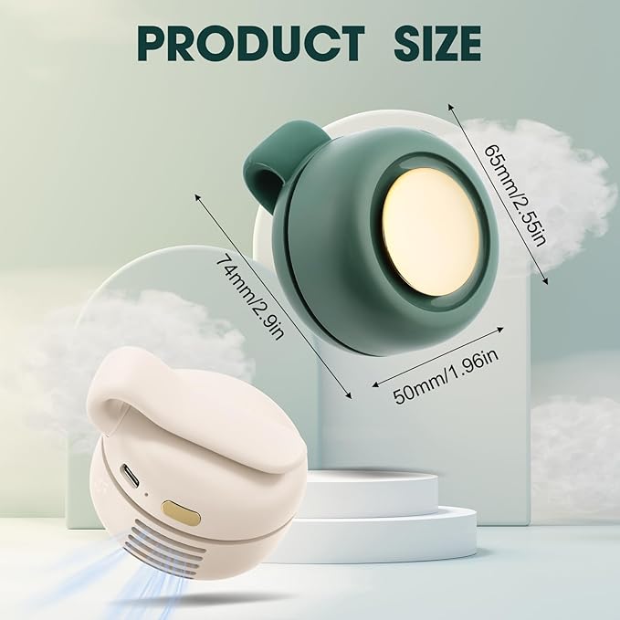 Small Clip Fan, Personal Waist Fans,Portable Silent Mini Bladeless Fan Clip On for Shirt ,Hands-Free Personal Clip Fans 3 Speeds,Clips on Waist Neck Fanes for Outdoor,Camping,Travel,Office (Green)