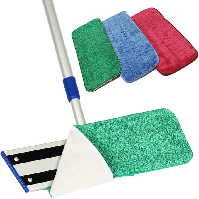 Arkwright Spray Mop Replacement Pads - (Pack of 12) Bulk Microfiber Flat Dry and Wet Refill Mop Pads Floor Cleaning, Compatible with Bona and Rubbermaid, Fits All Mop Heads, 18 in, Green