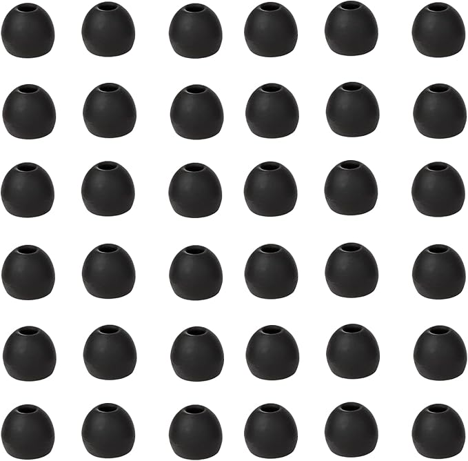 CYADCI 36 Pieces Small Earbud Tips Soft and Comfortable Silicone Earbud Tips Ear Bud Replacement Pieces Silicone Fit Most in-Ear Headphones,Inner Hole 3.8mm -5.5mm,Small Black Replacement Eartips