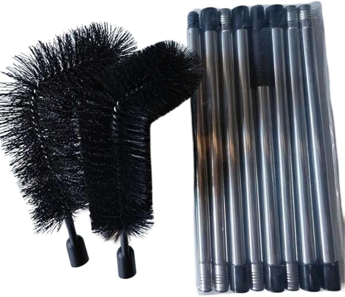 Adjustable Gutter Cleaning Brush 10. ft Extendable Roof Cleaning Tool with Flexible Angle Head and Hard Nylon Bristles for Gutter Debris Remover, Ladder- Cleaning, 2 Pack(A)