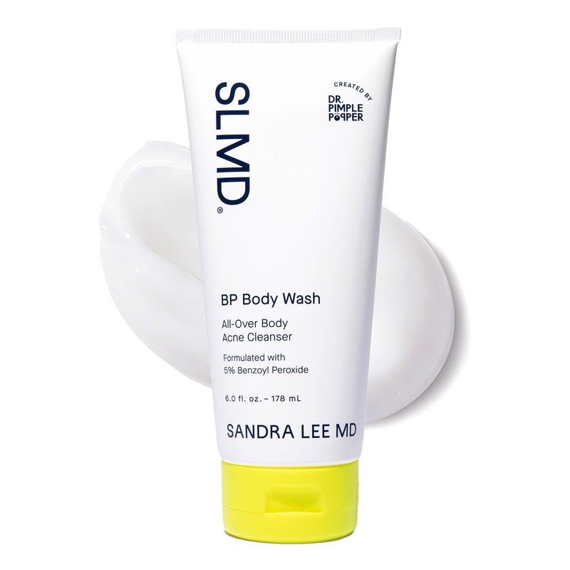 SLMD by Dr. Pimple Popper BP Body Wash â 5% Benzoyl Peroxide Exfoliating Cleanser for Clearer, Smoother-Looking Skin â 6 fl. oz Skincare