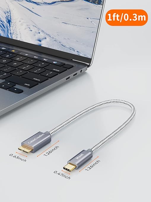 CableCreation USB C to Micro B Short Cable 1FT*2, 10G Micro B to USB C External Hard Drive Cable for iPhone 15/16/17,Samsung Galaxy S24,Seagate WD Westgate My Passport,MacBook Pro/Air, iPad/Tablet