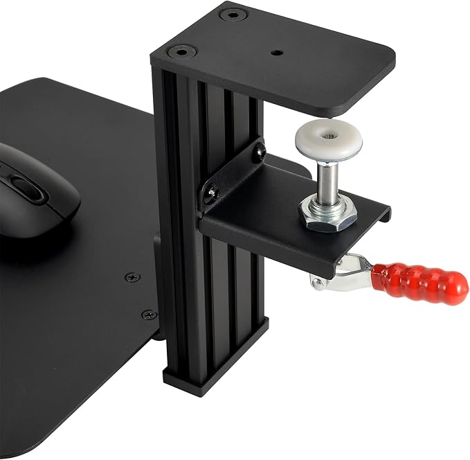 VTUIFBT Metal Clamp-on Adjustable Computer Mouse Pad and Device Holder for Desks, Metal Computer Mouse Desk Mount Pad, 10.63" x 8.66" Ergonomic Desk Extender Tray, Fits up to 4 Inch Desktops, Black
