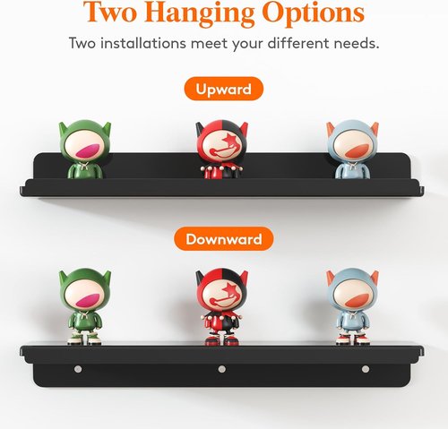 Lifewit Floating Shelves - 15" Acrylic Wall Organizer for Perfume & Decor | 6 Pack, Black