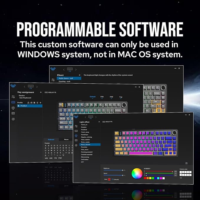 EPOMAKER x Aula F75 Gasket Mechanical Keyboard, 75% Wireless Hot Swappable Gaming Keyboard with Five-Layer Padding&Knob, BT/2.4GHz/USB-C, RGB (Black, LEOBOG Reaper Switch)