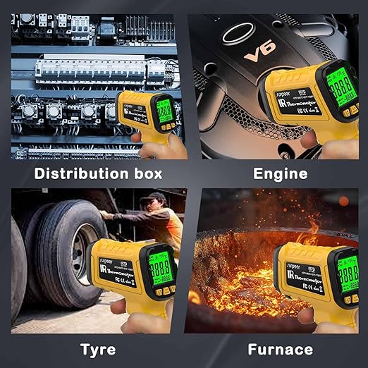 Surpeer Infrared Thermometer Pyrometer Temperature Gun -58°F to 1796°F, 50:1 Distance Ratio, Laser IR Temp Gun for Cooking, Pizza Oven, Engine, Kilns, Forges, Industry, and Home Repair.