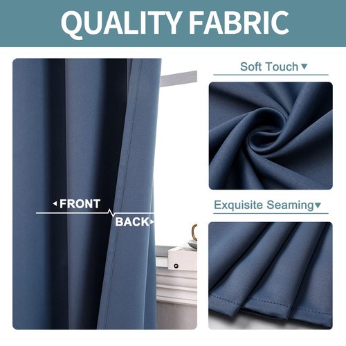 ChrisDowa Grommet Blackout Curtains for Bedroom and Living Room - 2 Panels Set Thermal Insulated Room Darkening Curtains (Stone Blue, 52 x 63 Inch)