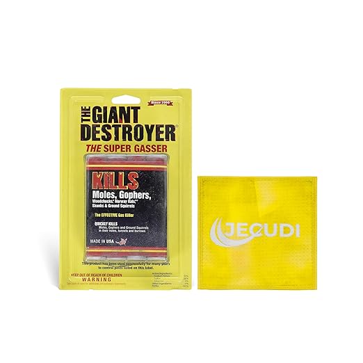 Giant Destroyer Smoke Bomb Gasser â Rodent & for Gophers, Moles, Groundhogs & Rats â Single Pack (4 Tubes) + Jecudi Towel