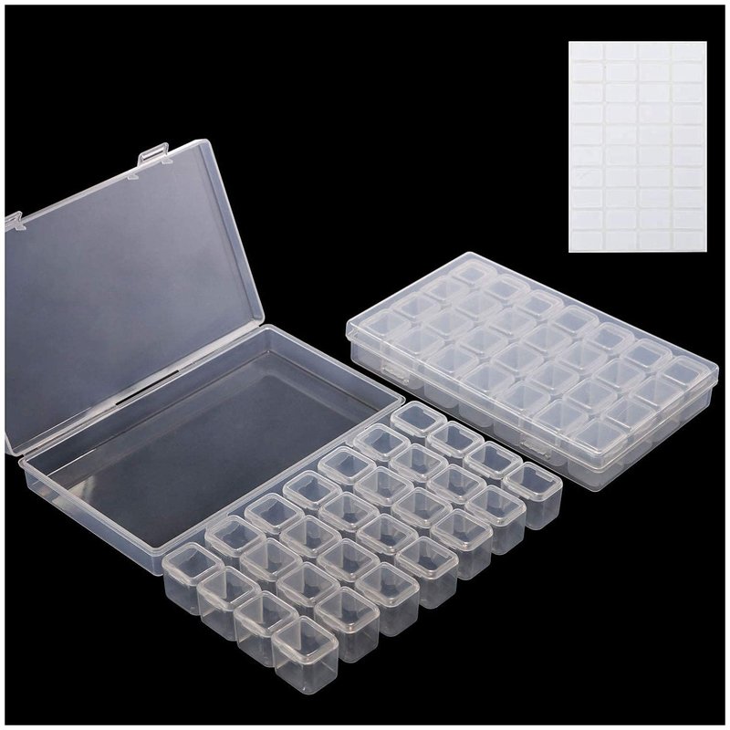 HANSAMU Rhinestone Organizer Box, 3D Acrylic Nail Charms Storage Box,Transparent Plastic Nail Gems Caviar Beads Pearls Nail Art Accessories Display Holder eye jewelry Collecting Container 28 Slots