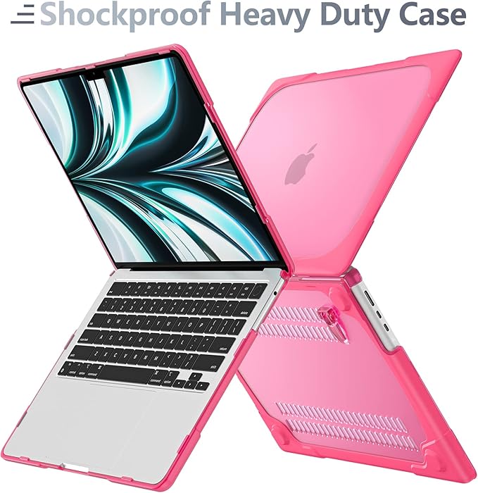 Batianda FlexStand Heavy Duty Case for MacBook Air 13.6 inch, Matte Pink