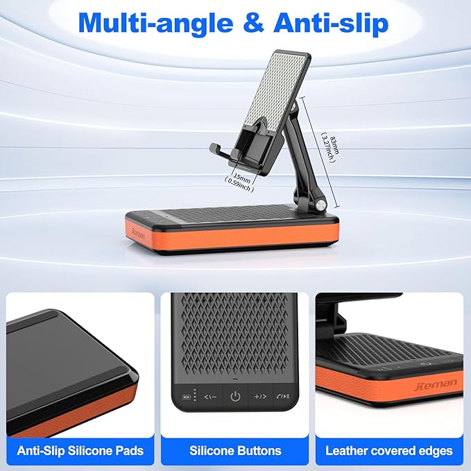 JTEMAN Bluetooth Speaker Phone Stand with Charging Function,Portable Foldable Slim Stand,Birthday Gifts for Men and Women Tech Gadgets