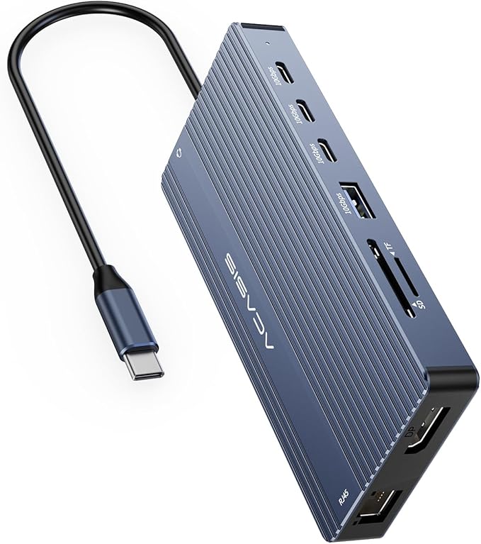 USB C Docking Station Dual Monitor, 14 in 1 USB C Hub, Adapter with 2 HDMI+DP(4K60Hz), Ethernet, 3 USBC 10G,100W PD, SD/TF, Audio, Laptop Docking Station for Dell/HP/Lenovo/ThinkPad/Surface (Grey)