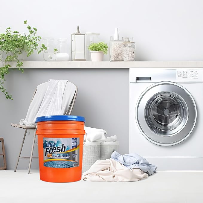 Ultra Fresh 6X Platinum 5 Gallon Laundry Detergent Liquid for All Machine Types with Easy Dispensing Pump, Up to 640 Loads, Original Blue (6 Pack)