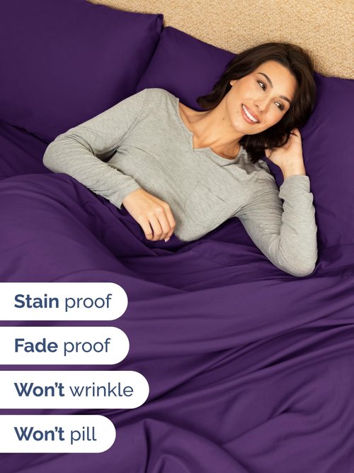 Extra Deep Twin Sheet Set - 4 Piece Breathable and Cooling Sheets - Hotel Luxury Bedding for Women, Men, Kids & Teens - Easy & Secure Fit - Soft, Wrinkle Free and Comfy - Extra Deep Pockets - Purple