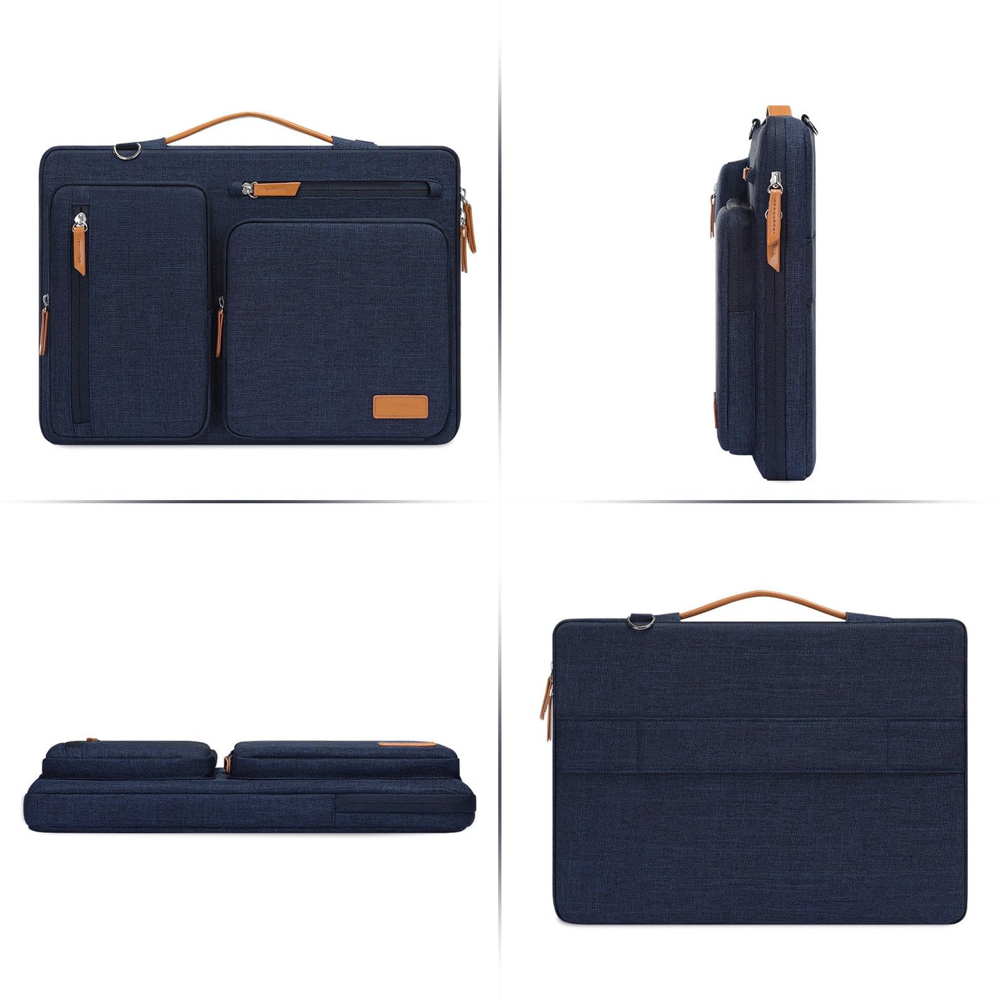 MOSISO 360 Protective Laptop Shoulder Bag,15-15.6 inch Computer Bags Compatible with MacBook Pro 16 inch, HP, Dell, Lenovo, Asus Notebook,Side Open Messenger Bag with 4 Zipper Pockets, Navy Blue