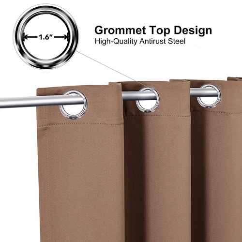 ChrisDowa Blackout Curtains 48 inches Long for Bedroom - 2 Panels Set Grommet Thermal Insulated Room Darkening Curtains for Living Room (Cappuccino, 42 x 48 Inch)