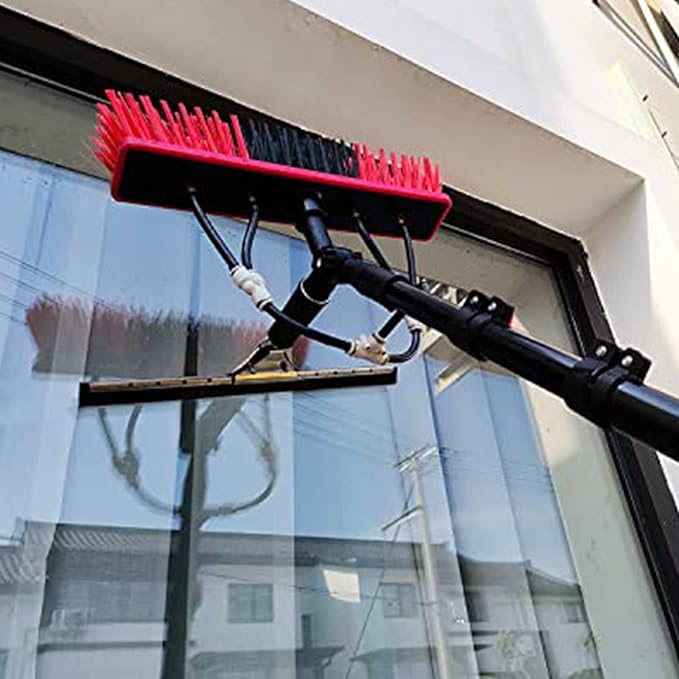 Window Cleaning Pole, Water Fed Telescopic Window Cleaning Brush, Extendable Cleaner Roof Cleaning Tools Window Cleaner Kit for Photovoltaic Panel, Trucks, Bus, Cars,10.8m
