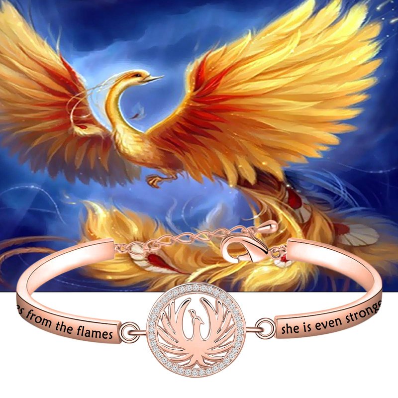 CYTING Phoenix Inspirational Quote Bracelet - Motivational Bird Jewelry Gift - When the Phoenix Rises From the Flames She Is Even Stronger Than Before