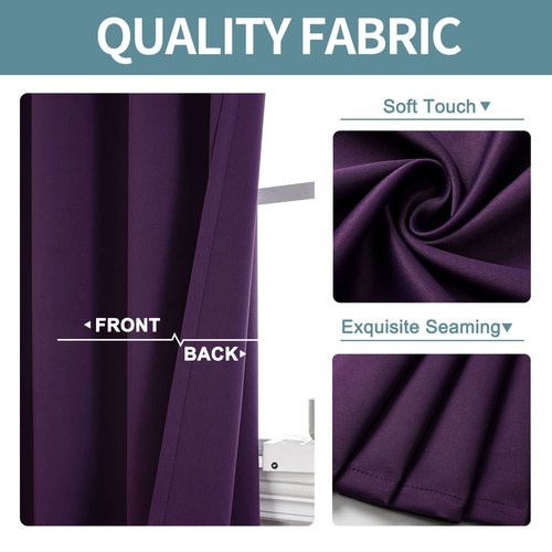 ChrisDowa Grommet Blackout Curtains for Bedroom and Living Room - 2 Panels Set Thermal Insulated Room Darkening Curtains (Royal Purple, 52W x 54L)