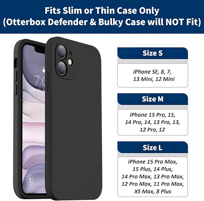 Magnetic Closure Holster for iPhone 17 Pro, 17 Air, 17e, 17, 16 Pro, 16e, 16, 15 Pro, 15, 14 Pro, 14, 13 Pro, 13, 12 Pro, 12 - Vertical Leather Nylon Belt Case Pouch (Fits Slim Case on) (Medium)