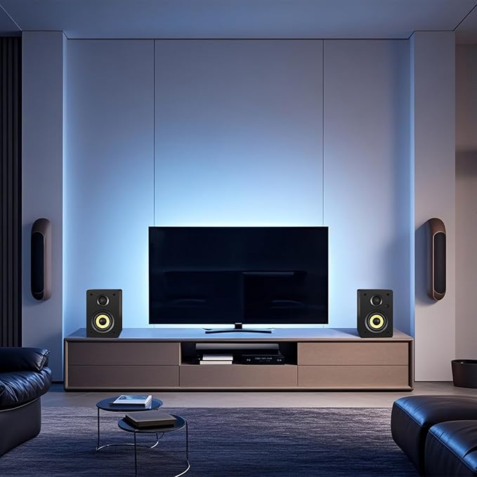 Sanyun SW206 80W Active Dual-Mode Bookshelf Speakers, 4” Studio Monitor & HiFi Mode, Upgraded 3D Sound Field, 6.35mm TRS Balanced, Bluetooth 5.4, Optical Coaxial Aux USB 24bit DAC, Black