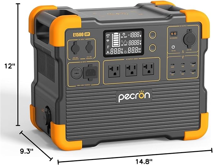 PECRON Portable Power Station, E1500LFP Solar Generator 1536Wh, 2200W AC Output LiFePO4 Battery Backup, Fast Charging Power Station for Home use, RV, and Outdoor Camping