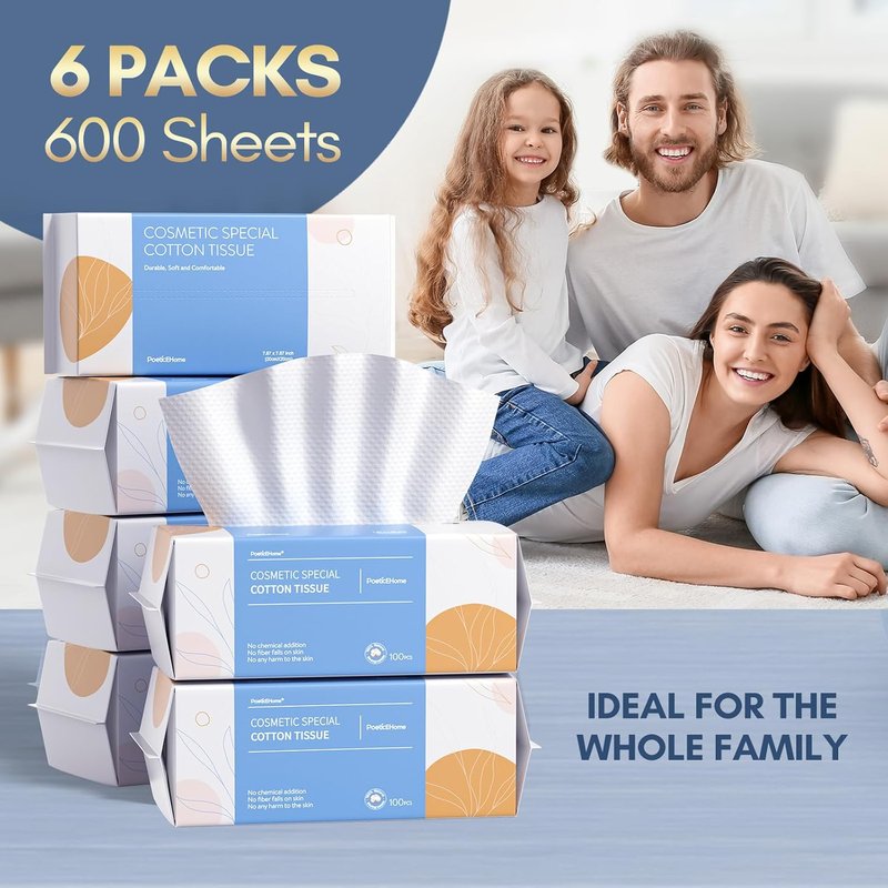 Soft Cotton Tissue Face Towels - Disposable Cleansing Cloths for Sensitive Skin | 3 Pack (300 Count)