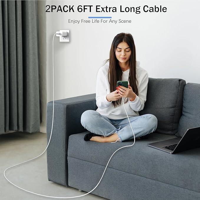 iPhone Air/17ProMax Charger Fast Charging,2Pack 20W USB C Fast Charger Block 6FT USB C to C Charging Cable Cord for Apple iPhone 17 Pro Max/17/16E/16 ProMax/16Plus/15Pro/15,iPad Air/Pro 13/12.9/11inch