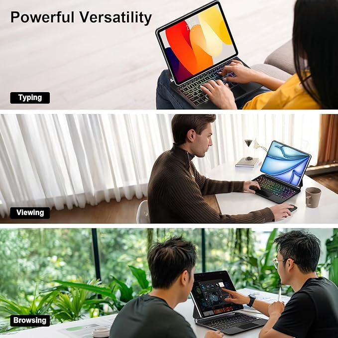 GGQFGTOJ Keyboard Case for iPad Air 13 inch (M3 2025/M2, 2024),iPad Pro 12.9 inch (3/4/5/6th Gen),Magic-Style Magnetic – Floating Cantilever Stand – Backlit Keyboard Case with Multi-Touch Trackpad