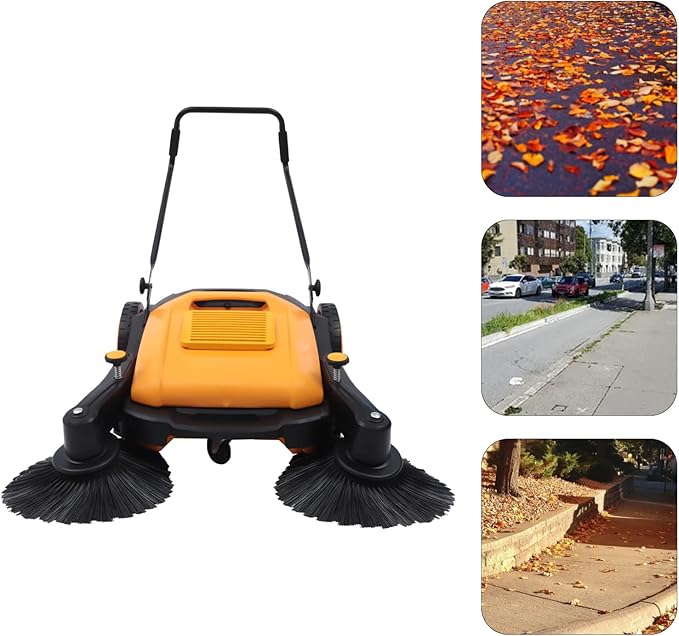 41'' Push Sweeper Street Floor Road Sweeper Large Area Outdoor Commercial Push Cleaning Tool with Directional Feet Adjustable Handle and Brush Head for Garages, Driveways, Hotel