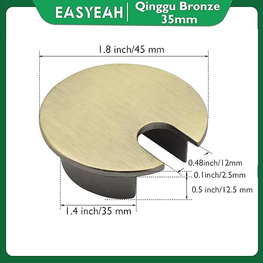 EASYEAH 2 Pcs Desk Grommet 1-3/8" / 35 mm, Desk Cord Hole Cover, Cable Grommet Metal Zinc Alloy Materilal, Desk Hole Grommet for Home & Office Pc, Detachable Cable Cord Organizer-Bronze