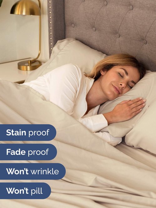 Extra Deep Cal King Sheet Set - 6 Piece Breathable and Cooling Sheets - Hotel Luxury Bedding for Women, Men, Kids & Teens - Easy Secure Fit - Soft, Wrinkle Free and Comfy - Extra Deep Pockets - Wheat