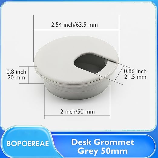 BOPOREAE 8 Pcs Desk Grommet 2" (50 mm), Desk Cord Hole Cover, Cable Grommet ABS Plastic, Desk Hole Grommet for Office and Home Table Cable, Detachable Cable Cord Organizer, Black